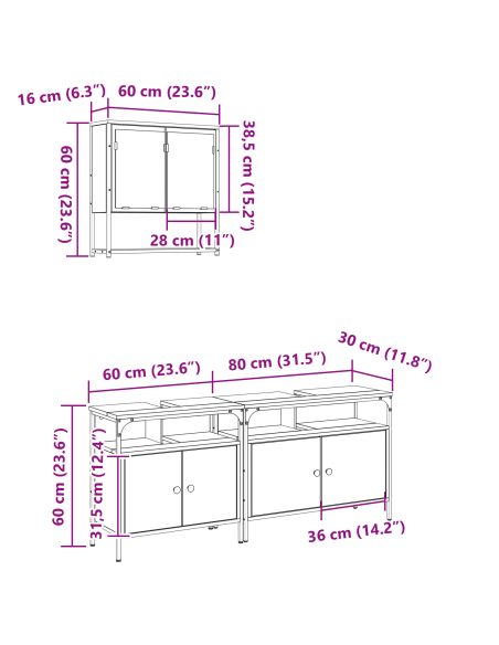Mobiletto da Bagno Sonoma Oak 80x30x60 cm Legno ingegnerizzato