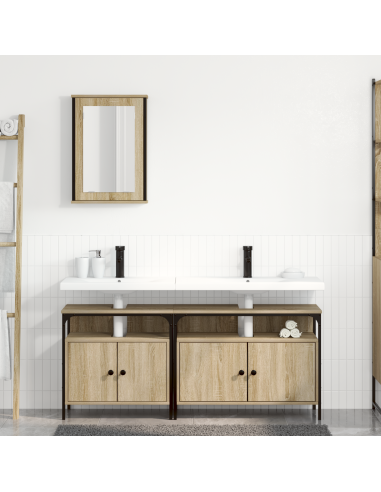 Set di mobili per il bagno 3 pcs Marrone Legno multistrato