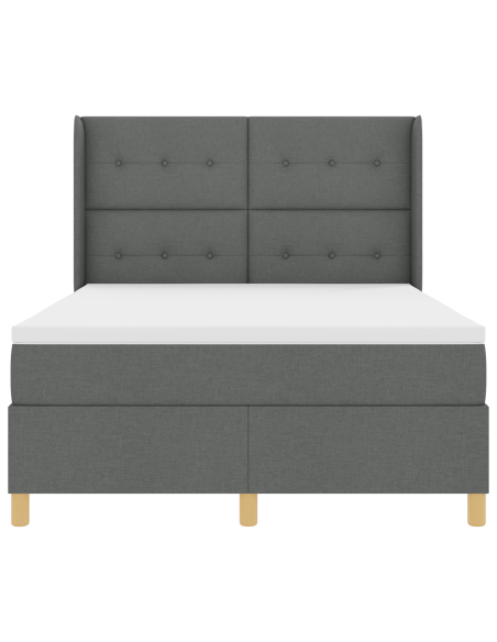 Letto Box Spring con Materasso e LED Grigio Scuro 140x200 cm Tessuto