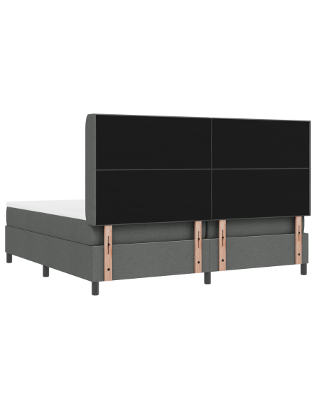 Letto Box Spring con Materasso e LED Grigio Scuro 200x200 cm Tessuto