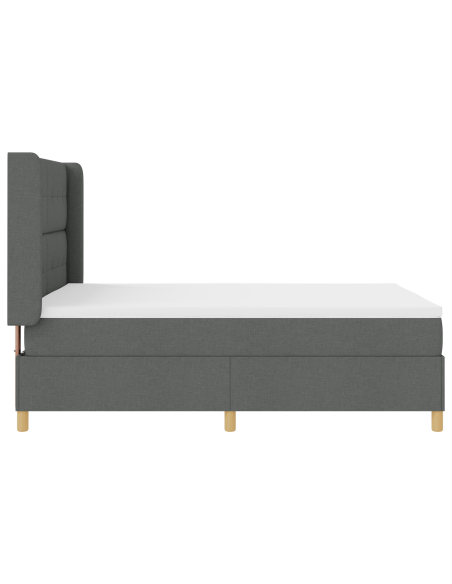 Letto Box Spring con Materasso e LED Grigio Scuro 140x200 cm Tessuto