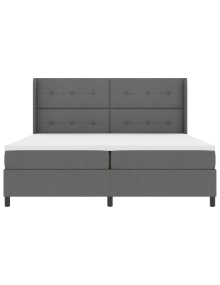 Letto Box Spring con Materasso e LED Grigio Scuro 200x200 cm Tessuto