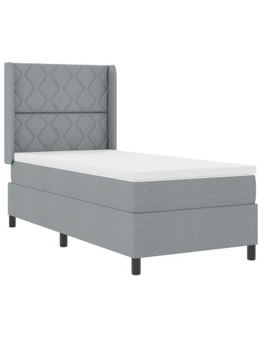 Letto a Sorgente LED Grigio chiaro 100 x 200 cm Tessuto