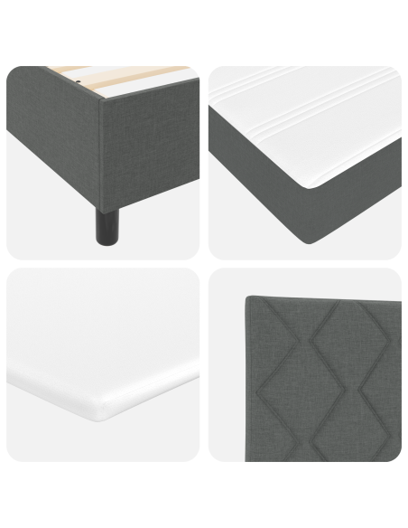 Letto a Rete a Molla con Materasso e LED Grigio Scuro 100x200 cm Tessuto