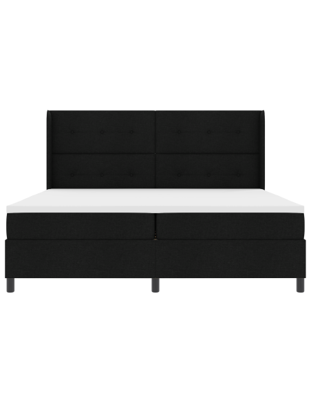 Letto con Rete a Molla e Materasso & LED Nero 200x200 cm in Tessuto