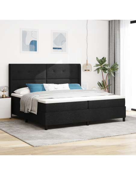 Letto con Rete a Molla e Materasso & LED Nero 200x200 cm in Tessuto