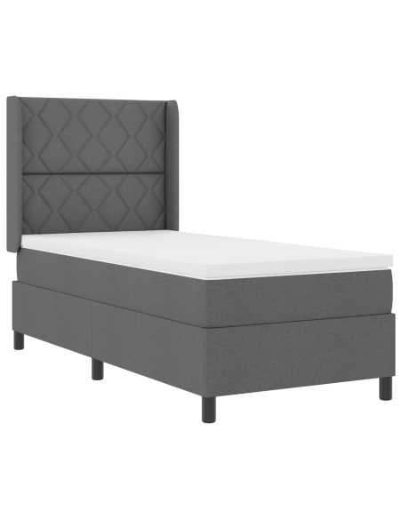 Letto a Rete a Molla con Materasso e LED Grigio Scuro 100x200 cm Tessuto