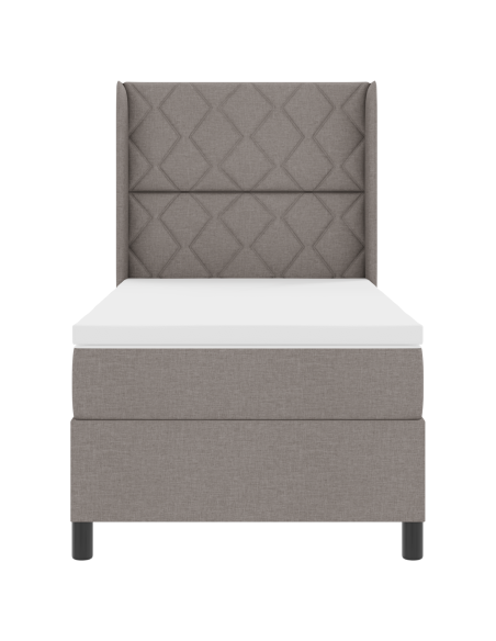 Letto Box Spring con Materasso e LED - Tortora, 100x200 cm Tessuto