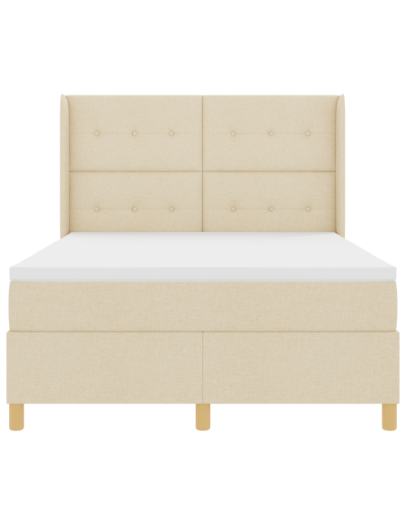 Letto Box Spring con Materasso e LED Crema 140x200 cm Tessuto