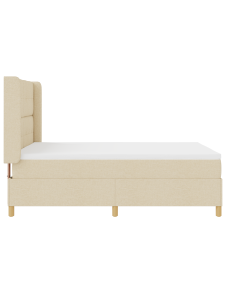 Letto Box Spring con Materasso e LED Crema 140x200 cm Tessuto
