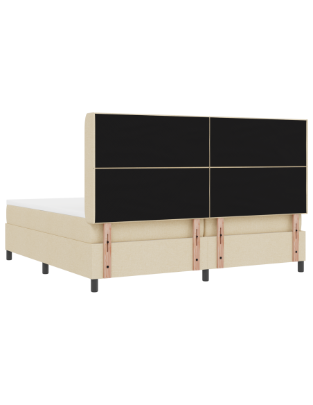 Letto a Sorgente LED con materasso Crema 200 x 200 cm Tessuto