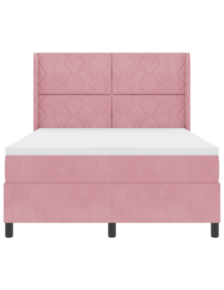Letto Box Spring con Materasso e LED Rosa 160x200 cm in Velluto