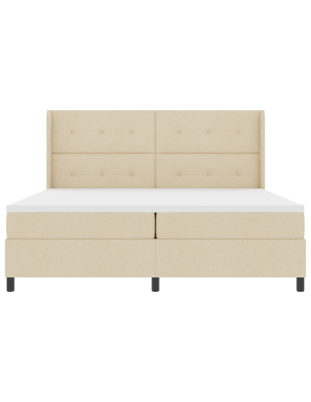 Letto a Sorgente LED con materasso Crema 200 x 200 cm Tessuto