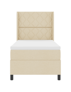 Letto a Sorgente LED con materasso Crema 100 x 200 cm Tessuto 2