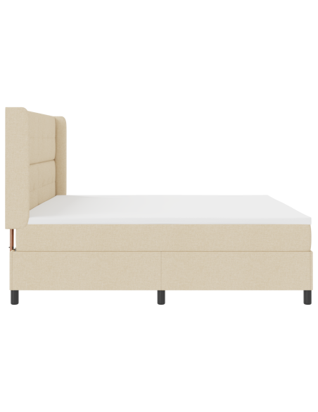 Letto con Contenitore e Materasso & LED Crema 200x200 cm Tessuto