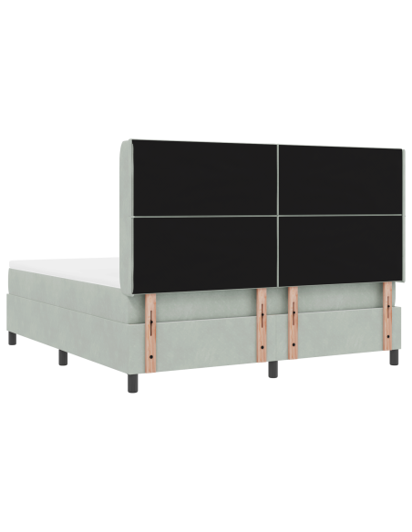 Letto Box Spring con Materasso e Luce LED Grigio Chiaro 180x200 cm Velluto