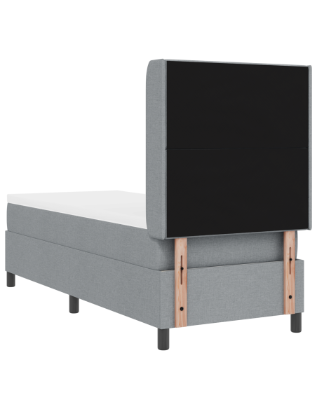 Letto a molle con materasso e luce LED grigio chiaro 80x200 cm in tessuto