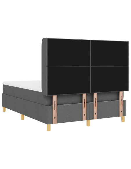 Letto Box Spring con Materasso e LED Grigio Scuro 160x200 cm Tessuto