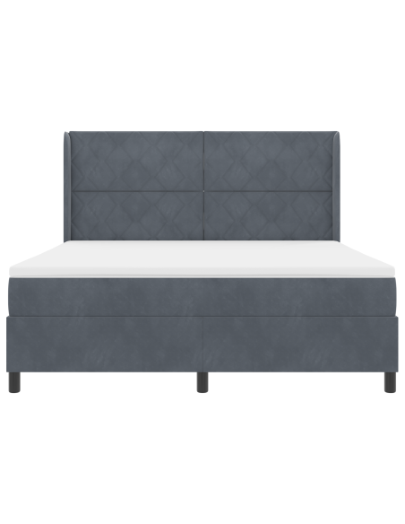 Letto Box Spring con Materasso e LED Grigio Scuro 180x200 cm Velluto