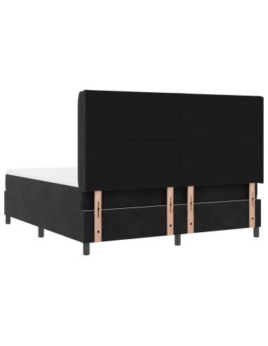 Letto a molle con materasso con led Nero 180 x 200 cm Velluto