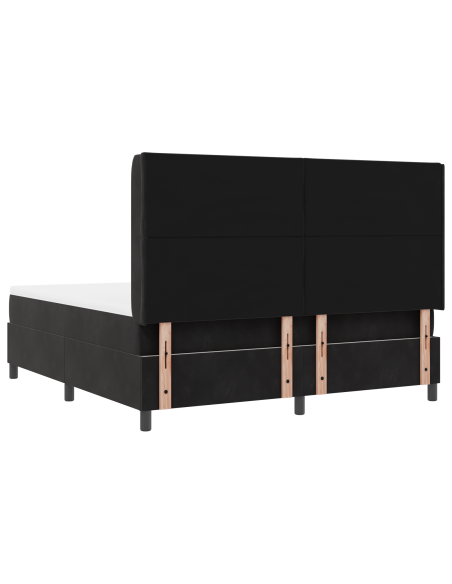 Letto a molle con materasso con led Nero 180 x 200 cm Velluto