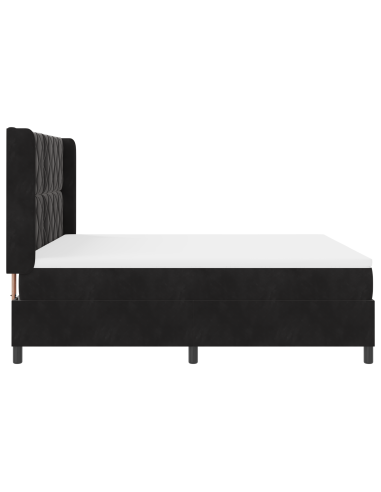 Letto a molle con materasso con led Nero 180 x 200 cm Velluto