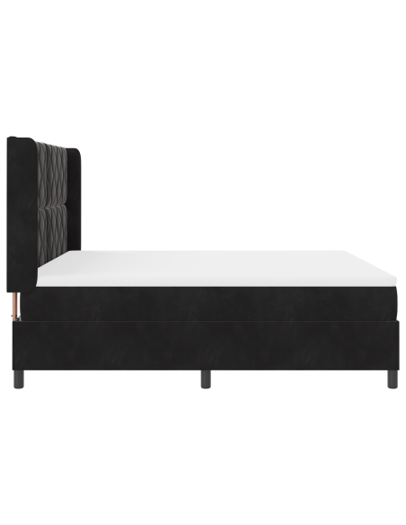 Letto a molle con materasso con led Nero 180 x 200 cm Velluto