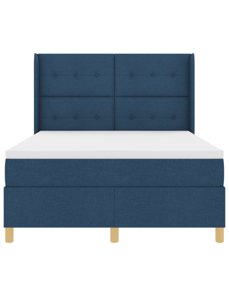 Letto Box Spring  con Materasso e LED Blu 160x200 cm Tessuto