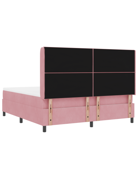 Letto a doghe con materasso e LED Rosa 180x200 cm Velluto
