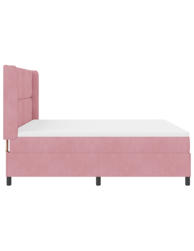 Letto a molle con materasso con led Rosa 180 x 200 cm Velluto