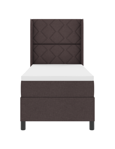 Letto a doghe con materasso e LED Marrone Scuro 80x200 cm Tessuto