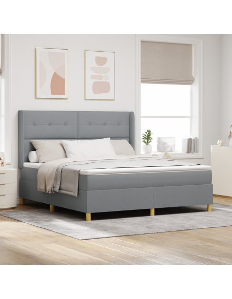 Letto a Molle Insacchettate con Materasso e Luce LED Grigio Chiaro 180x200 cm Tessuto