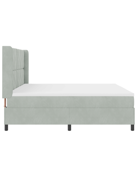 Letto Box Spring con Materasso e Luce LED Grigio Chiaro 200x200 cm Velluto