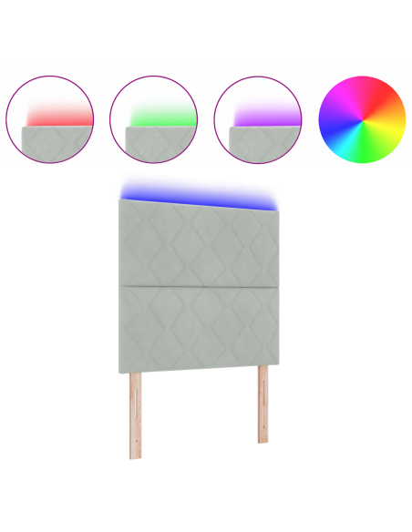 Testiera LED Design a Blocchi di Diamante Grigio Chiaro 100 cm Velluto