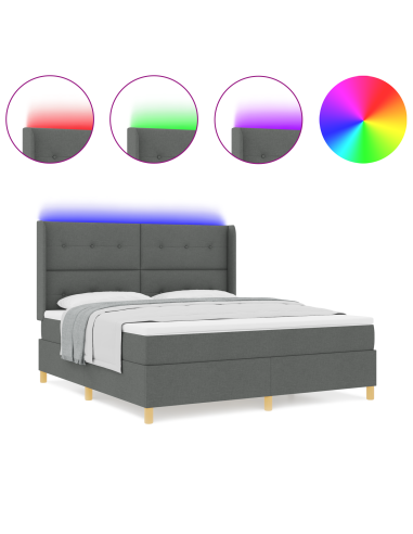 Letto a molle con materasso Grigio 140 x 200 cm Tessuto