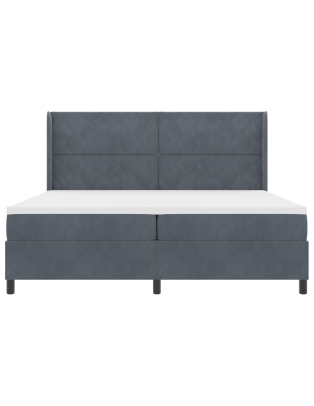 Letto a molle con materasso Grigio scuro 200 x 200 cm Velluto