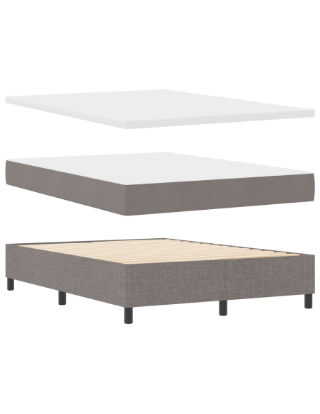 Letto a Box con Materasso e LED Taupe 140x190 cm Tessuto