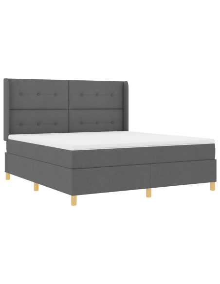 Box Spring Bed con Materasso e LED Grigio Scuro 180x200 cm Tessuto