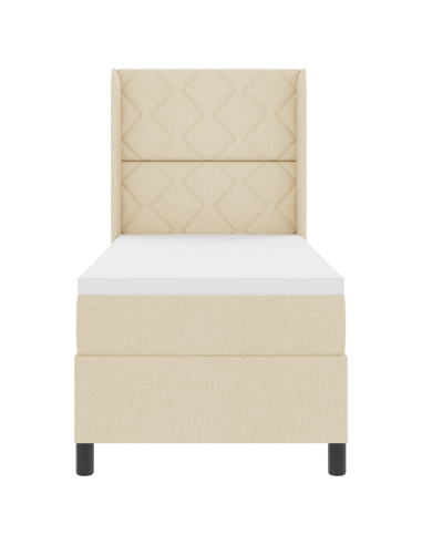 Letto a Sorgente LED con materasso Crema 80 x 200 cm Tessuto
