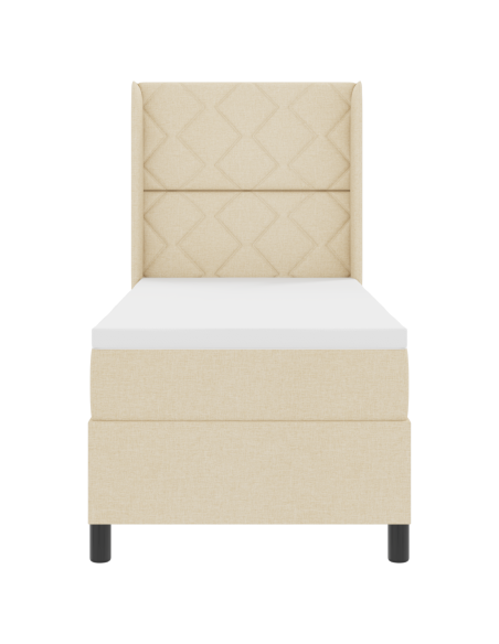 Letto a Sorgente LED con materasso Crema 80 x 200 cm Tessuto