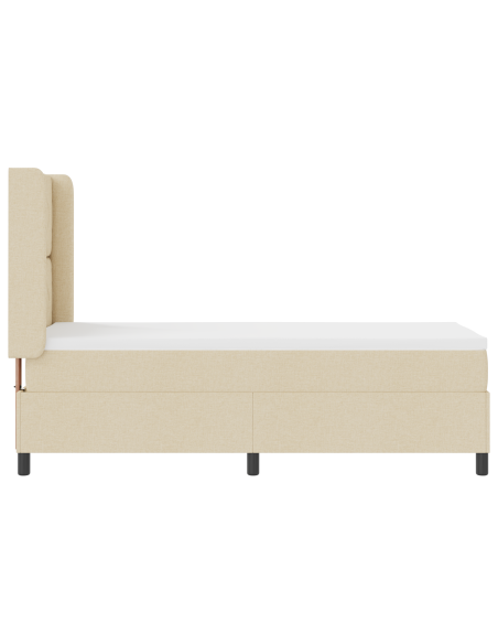 Letto a Sorgente LED con materasso Crema 80 x 200 cm Tessuto