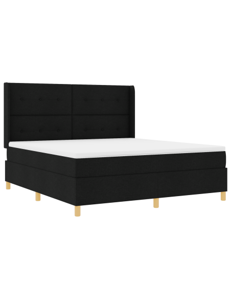 Letto Box Spring  con Materasso e LED Nero 180x200 cm Tessuto
