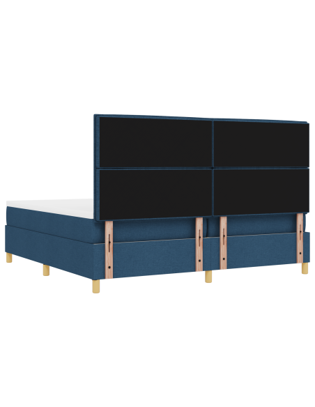 Letto Box Spring con Materasso e Panchina Blu 200x200 cm Tessuto
