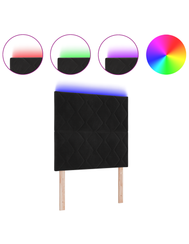 Testiera LED Nero 100 cm Pelle Sintetica