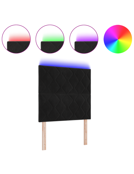 Testata LED Design a Blocchi di Diamante Nera 100 cm Velluto
