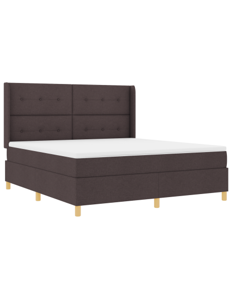 Letto Box Spring con Materasso e LED Marrone Scuro 180x200 cm Tessuto