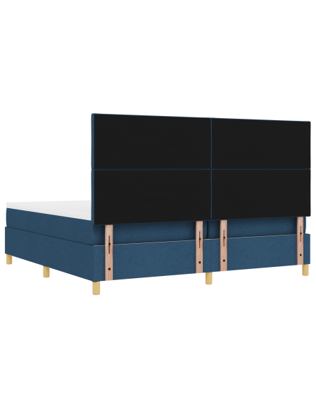 Letto a Box Spring con Materasso e Panchina Blu 200x200 cm Tessuto