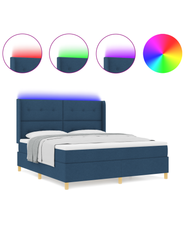 Letto a molle con materasso Blu 140 x 200 cm Tessuto