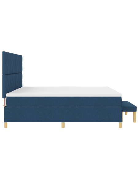 Letto a Box Spring con Materasso e Panchina Blu 200x200 cm Tessuto