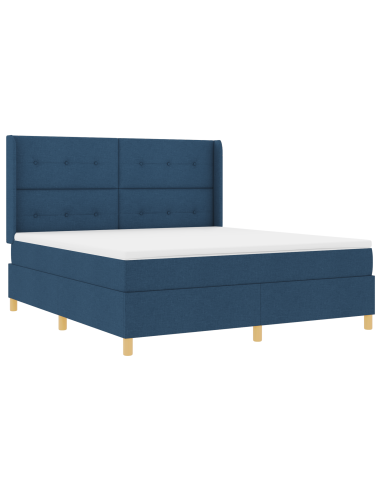 Letto a molle con materasso Blu 140 x 200 cm Tessuto